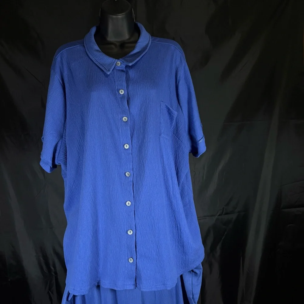 Belle Two-Piece Blue Blouse & Shorts Set – Size 2X - Picture 11 of 15